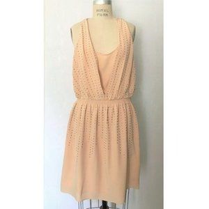 CLUB MONACO CHELSEA ROBE STUDDED SILK SHEATH BLUSH NUDE DRESS 12 NWT